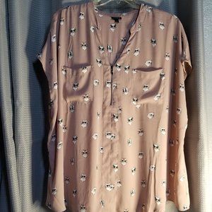 Torrid Taupe Cat Print Georgette Blouse